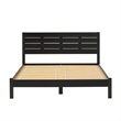 Pemberly Row Solid Wood Minimalist Boho Queen Bed with Simple Headboard - Black