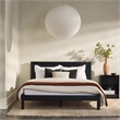 Pemberly Row Solid Wood Minimalist Boho Queen Bed with Simple Headboard - Black