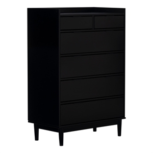 Pemberly Row 30&quot Solid Wood 6-Drawer Chest with Gallery - Black