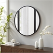 Pemberly Row Metal Round Wall Mirror with Hinging Sides - Black
