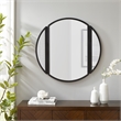 Pemberly Row Metal Round Wall Mirror with Hinging Sides - Black