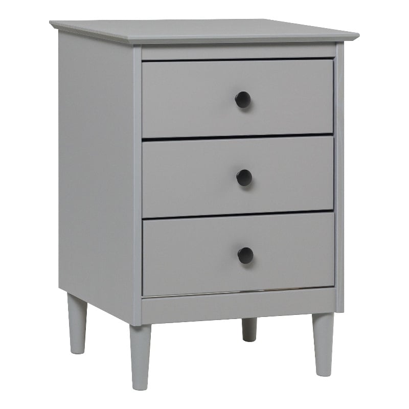 Pemberly Row 3-Drawer Solid Wood Nightstand Accent Table - Gray