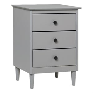 Pemberly Row 3-Drawer Solid Wood Nightstand Accent Table - Gray