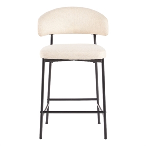 Pemberly Row Curved Back Metal Counter Stool - Set of 2 - Ivory