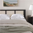 Pemberly Row Solid Wood Rattan Headboard Queen Bedframe - Black