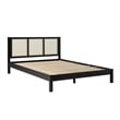 Pemberly Row Solid Wood Rattan Headboard Queen Bedframe - Black