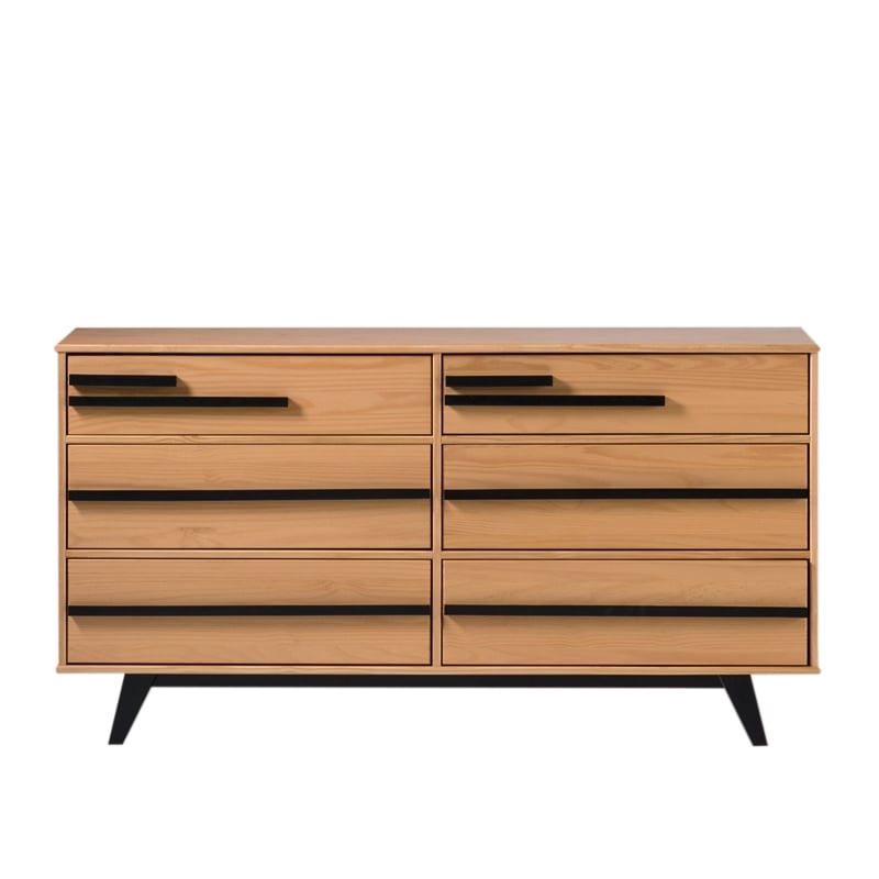 Pemberly Row 6-Drawer Wood Modern Dresser - Natural Pine Varnish