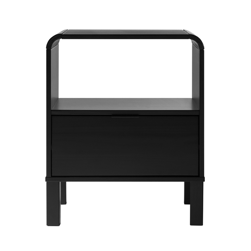 Pemberly Row 1-Drawer Wood Nightstand with Rounded Edge in Black