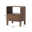 Pemberly Row 1-Drawer Wood Nightstand with Rounded Edge in Brown