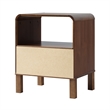 Pemberly Row 1-Drawer Wood Nightstand with Rounded Edge in Brown