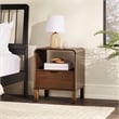 Pemberly Row 1-Drawer Wood Nightstand with Rounded Edge in Brown