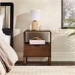 Pemberly Row 1-Drawer Wood Nightstand with Rounded Edge in Brown