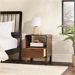 Pemberly Row 1-Drawer Wood Nightstand with Rounded Edge in Brown