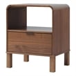 Pemberly Row 1-Drawer Wood Nightstand with Rounded Edge in Brown