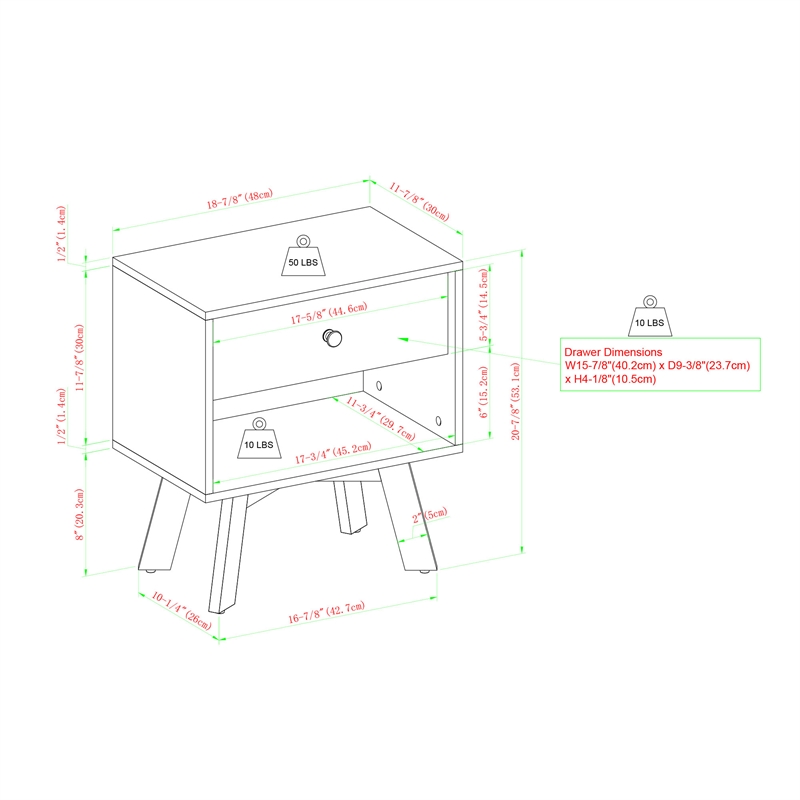 Pemberly Row 1-Drawer Mid-Century Wood Nightstand in Coastal Oak