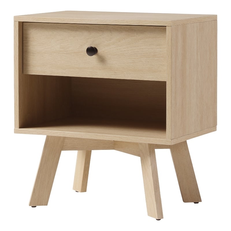 Pemberly Row 1-Drawer Mid-Century Wood Nightstand in Coastal Oak