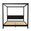 Pemberly Row Wood King Size Canopy Bed with Slatted Headboard in Black