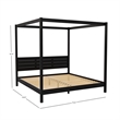 Pemberly Row Wood King Size Canopy Bed with Slatted Headboard in Black