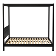 Pemberly Row Wood King Size Canopy Bed with Slatted Headboard in Black