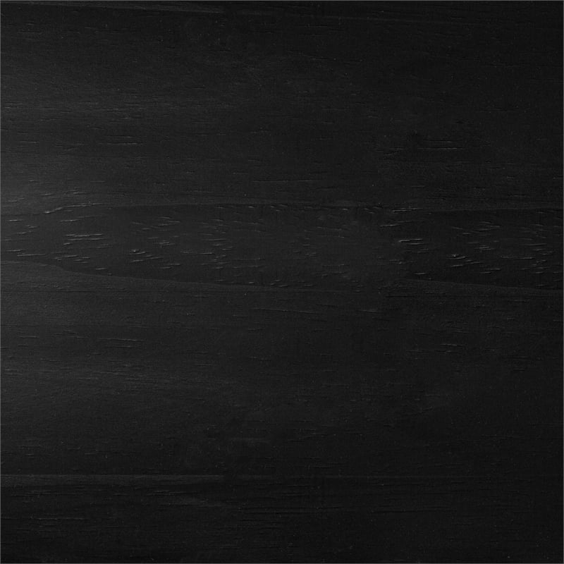 Pemberly Row Wood King Size Canopy Bed with Slatted Headboard in Black