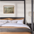 Pemberly Row Wood King Size Canopy Bed with Slatted Headboard in Black