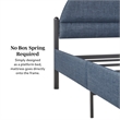 Pemberly Row Upholstered Metal Queen Bed with Arched Headboard in Blue