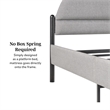 Pemberly Row Upholstered Metal Queen Bed with Arched Headboard in Gray