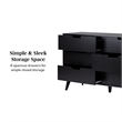 Pemberly Row Simple Wood 6 Drawer Dresser with Cut Out Handles - Black