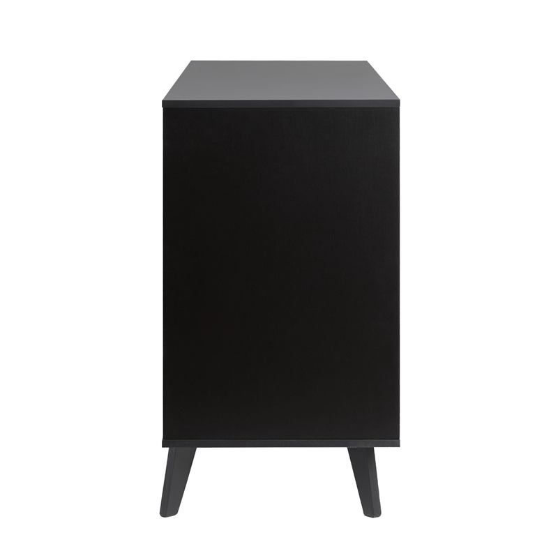 Pemberly Row Simple Wood 6 Drawer Dresser with Cut Out Handles - Black