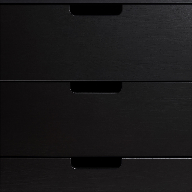 Pemberly Row Simple Wood 6 Drawer Dresser with Cut Out Handles - Black