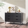 Pemberly Row Simple Wood 6 Drawer Dresser with Cut Out Handles - Black