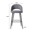 Pemberly Row Upholstered Metal Bar Stool with Rounded Back in Charcoal
