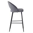 Pemberly Row Upholstered Metal Bar Stool with Rounded Back in Charcoal
