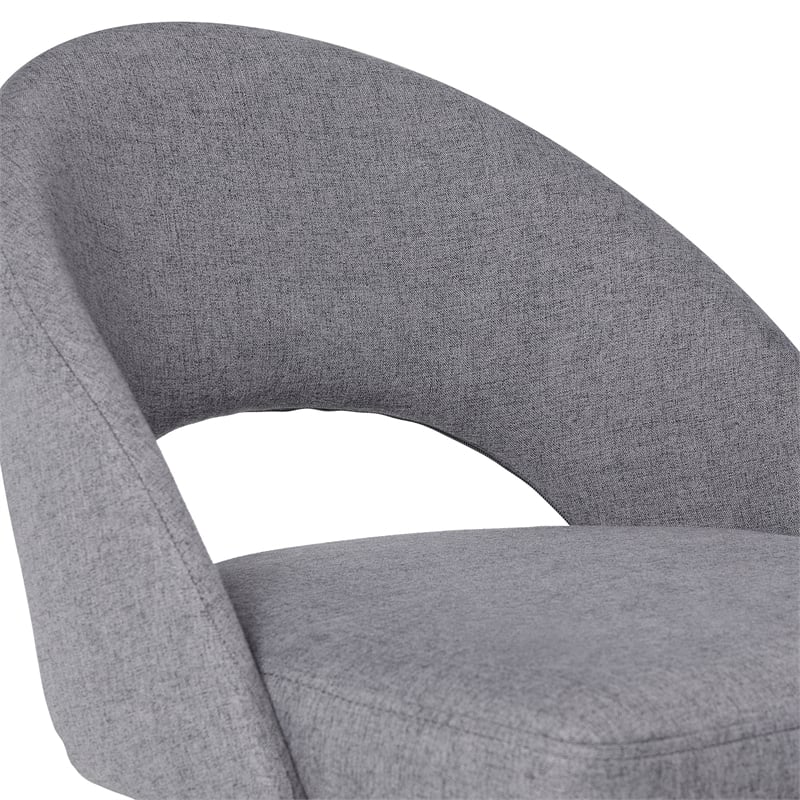 Pemberly Row Upholstered Metal Bar Stool with Rounded Back in Charcoal