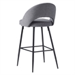 Pemberly Row Upholstered Metal Bar Stool with Rounded Back in Charcoal