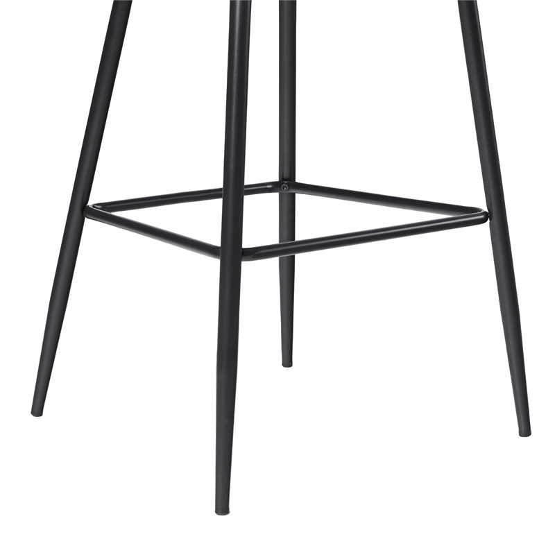 Pemberly Row Upholstered Metal Bar Stool with Rounded Back in Charcoal