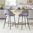 Pemberly Row Upholstered Metal Bar Stool with Rounded Back in Charcoal