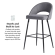 Pemberly Row Upholstered Metal Bar Stool with Rounded Back in Charcoal
