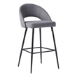 Pemberly Row Upholstered Metal Bar Stool with Rounded Back in Charcoal