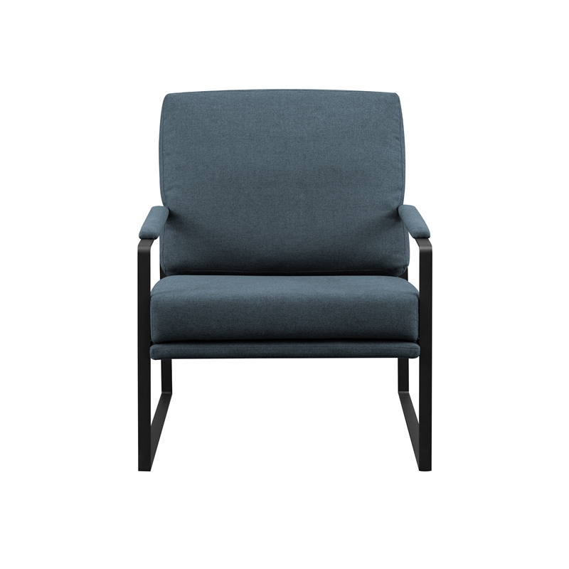 Pemberly Row Contemporary Metal Arm Accent Chair in Indigo Blue / Black