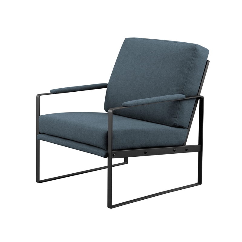 Pemberly Row Contemporary Metal Arm Accent Chair in Indigo Blue / Black