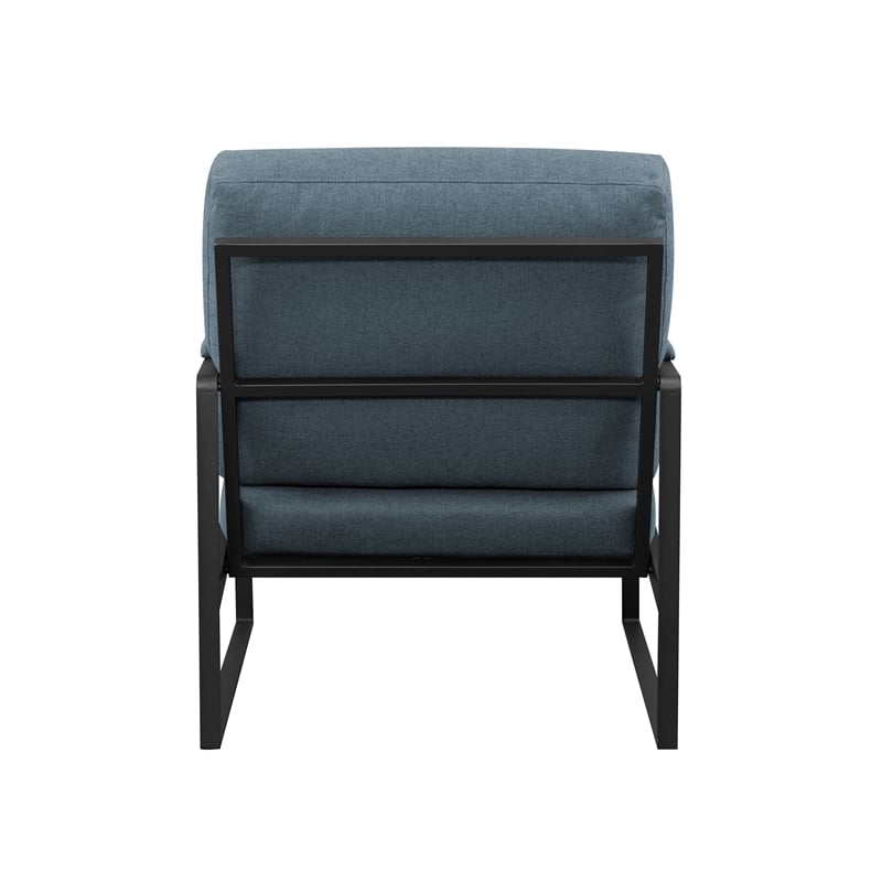 Pemberly Row Contemporary Metal Arm Accent Chair in Indigo Blue / Black