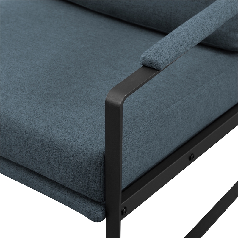 Pemberly Row Contemporary Metal Arm Accent Chair in Indigo Blue / Black