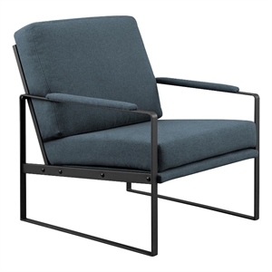 Pemberly Row Contemporary Metal Arm Accent Chair in Indigo Blue / Black