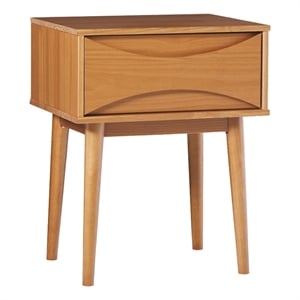 Pemberly Row Contemporary 20&quot Solid Wood 1 Drawer Nightstand in Caramel