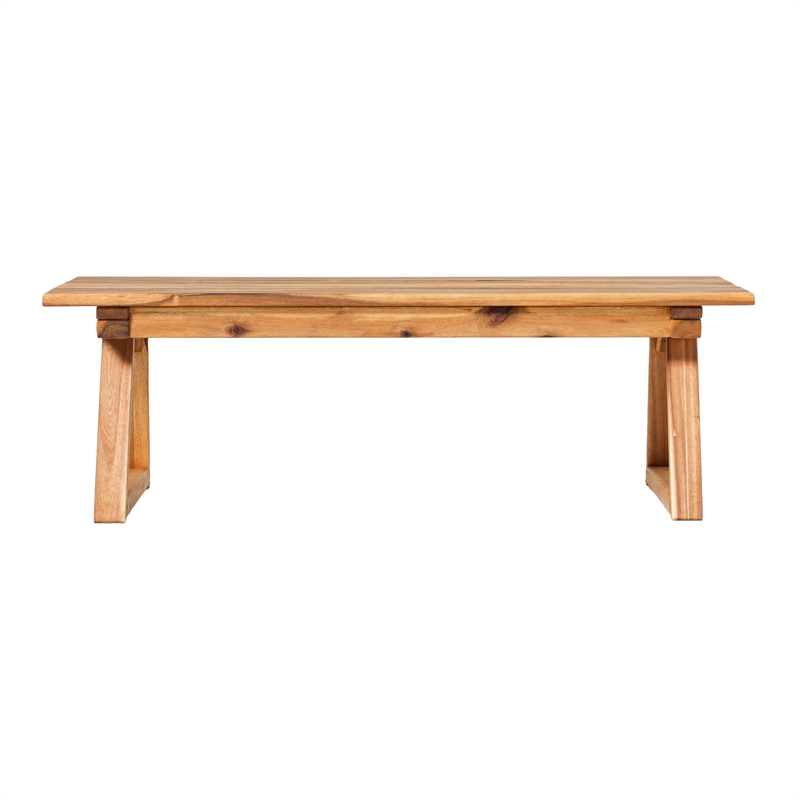 Pemberly Row Modern Slat Back Outdoor Solid Wood Coffee Table - Natural