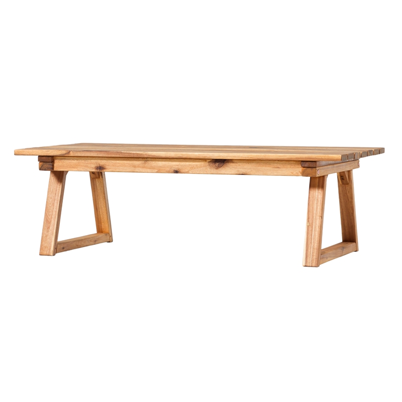 Pemberly Row Modern Slat Back Outdoor Solid Wood Coffee Table - Natural