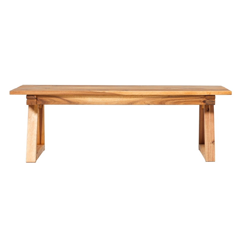 Pemberly Row Modern Slat Back Outdoor Solid Wood Coffee Table - Natural