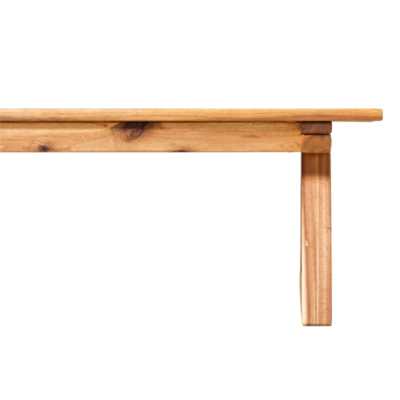 Pemberly Row Modern Slat Back Outdoor Solid Wood Coffee Table - Natural