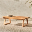 Pemberly Row Modern Slat Back Outdoor Solid Wood Coffee Table - Natural